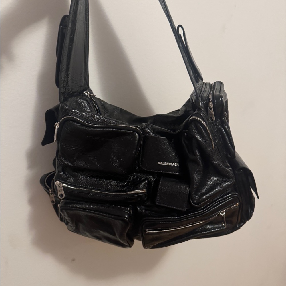 Balenciaga Black Multi-Pocket Leather Bag - Large